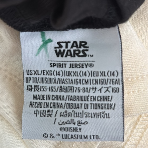 New Disney Kids Black & Cream Star Wars Long Sleeve Shirt Spirit Jersey XL (14) - Picture 7 of 9